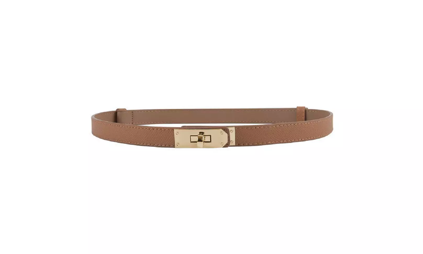 Women's Skinny Leather Adjustable Belt with Turn Lock Buckle