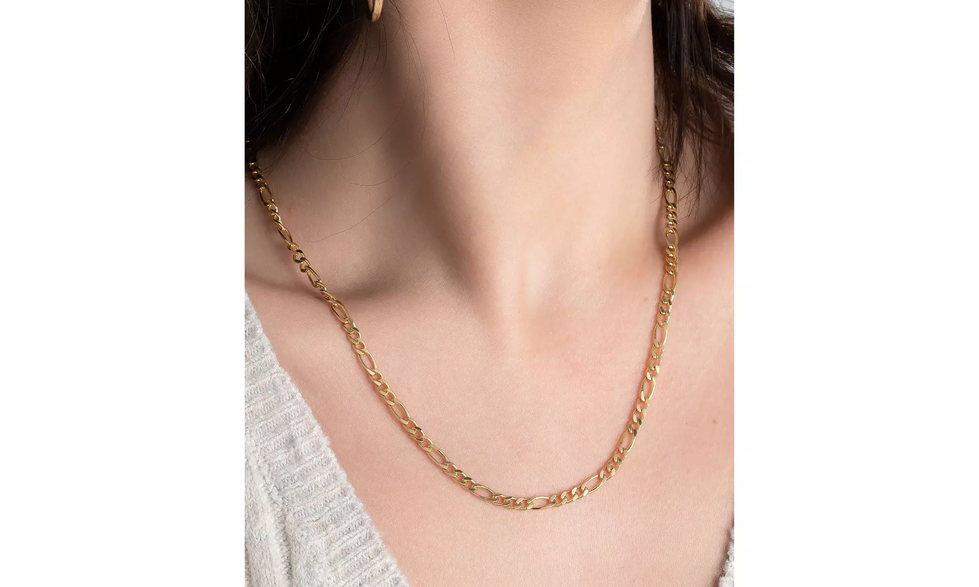 18K Gold Plated Figaro Chain Necklaces Multiple Sizes