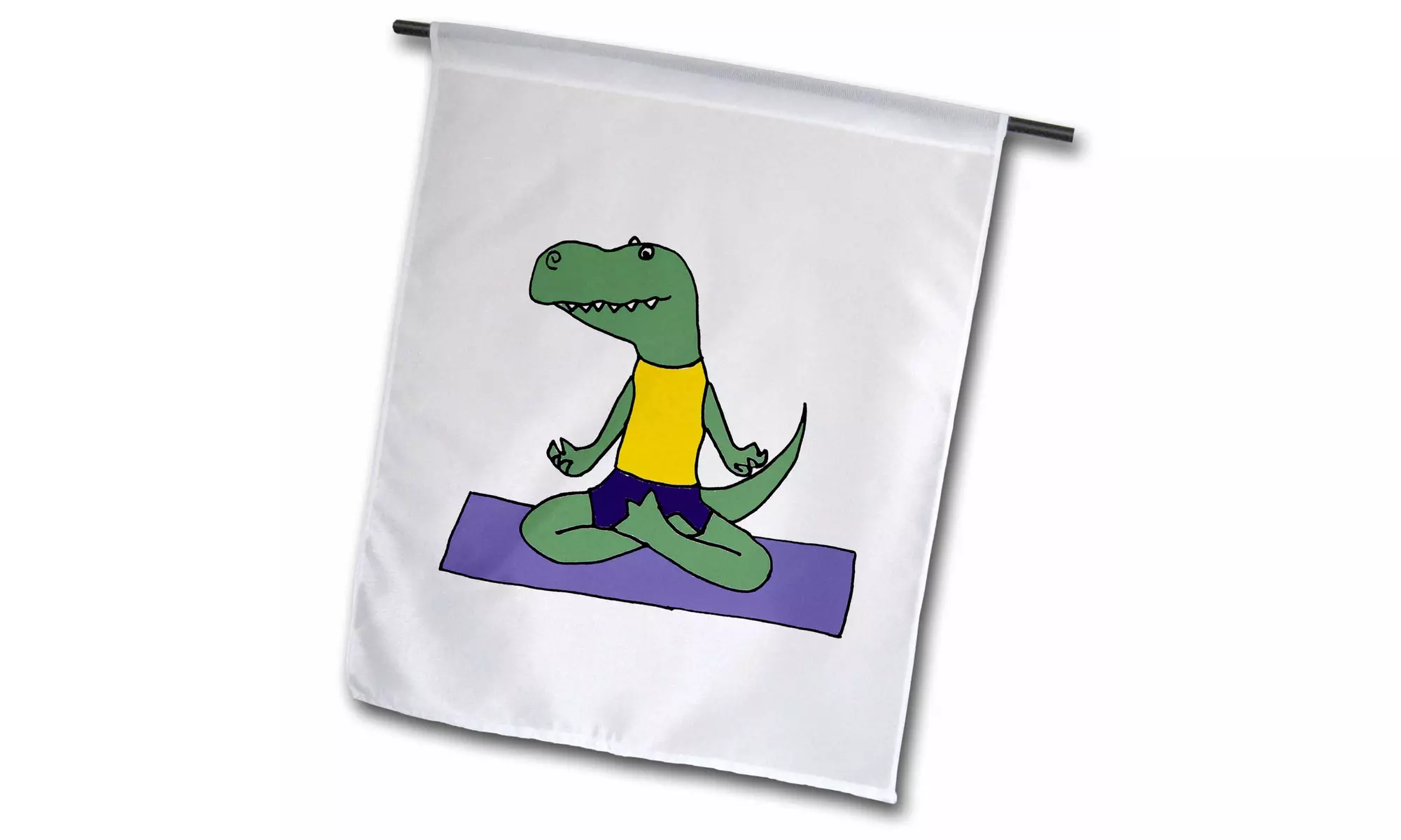  Garden Flag Funny Green Trex Dinosaur doing Yoga - 12 by 18-inches  - Primary Image