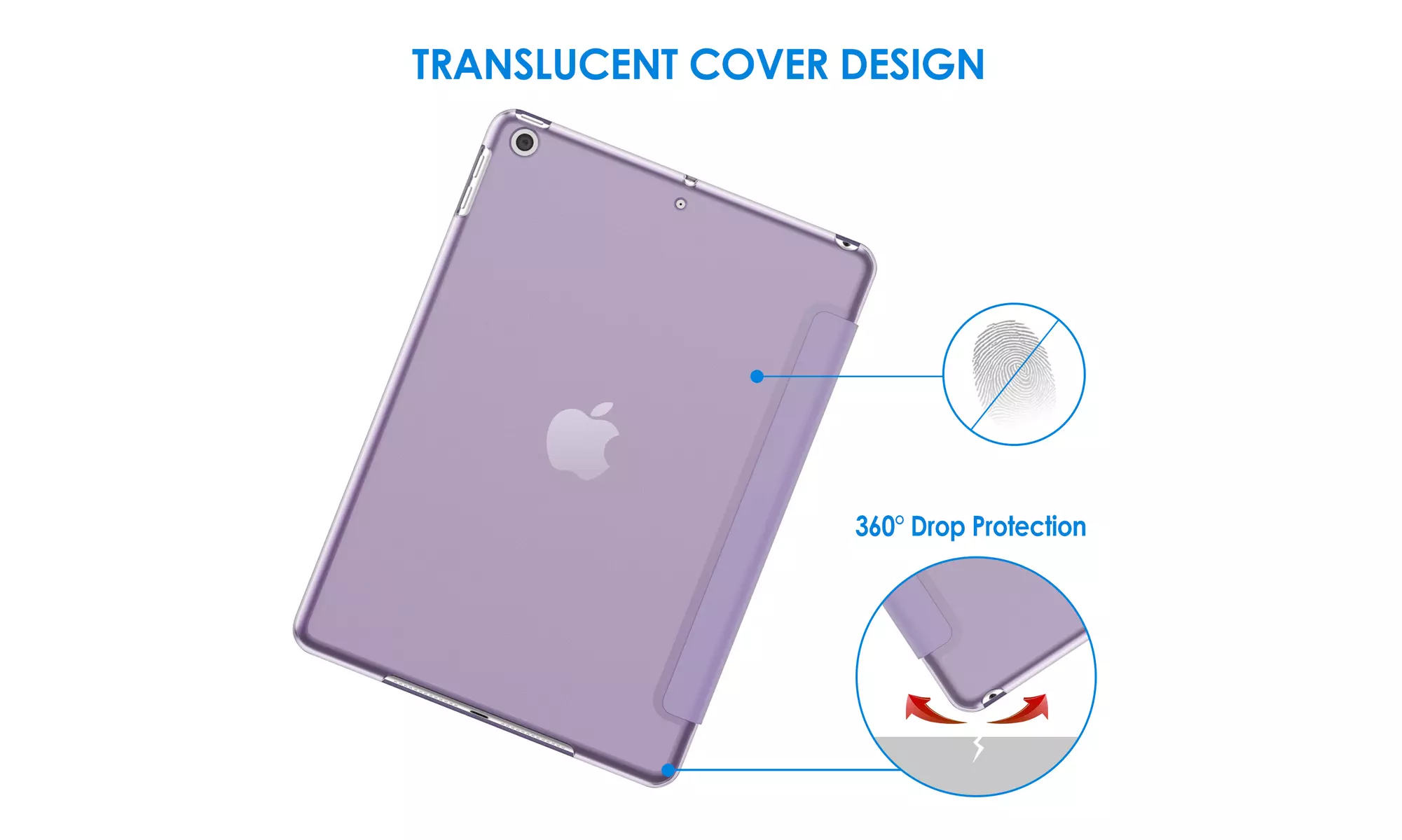 JETech Case-iPad 9.7'', 6th/5th Gen, Tri-Fold Stand Cover Translucent Back Shell
