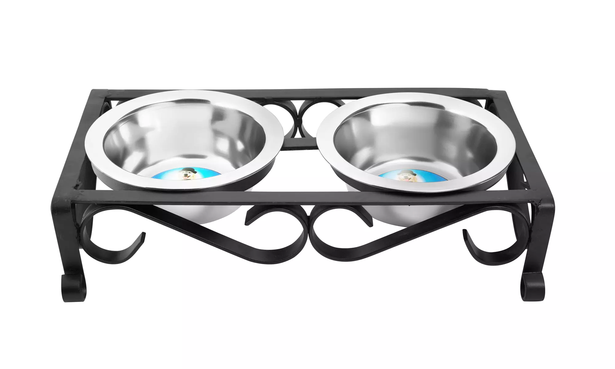 Indipets Fancy Wrought Iron Elevated Feeder with Bowls