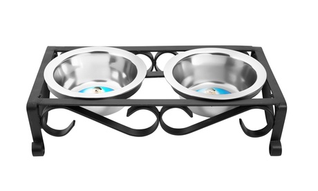 Indipets Fancy Wrought Iron Elevated Feeder With Bowls 1 Pt