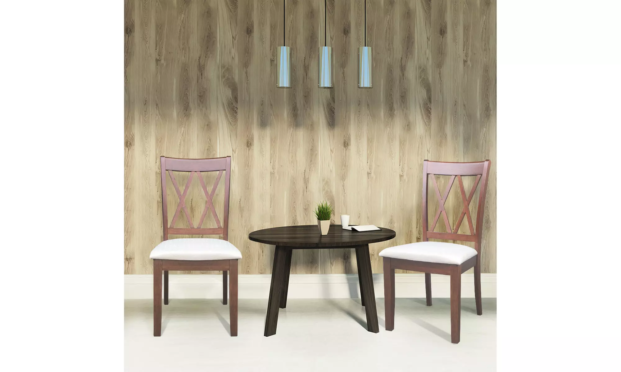 Set of 2 Dining Side Chairs Fabric Upholstered Seat Armless High Back Furniture