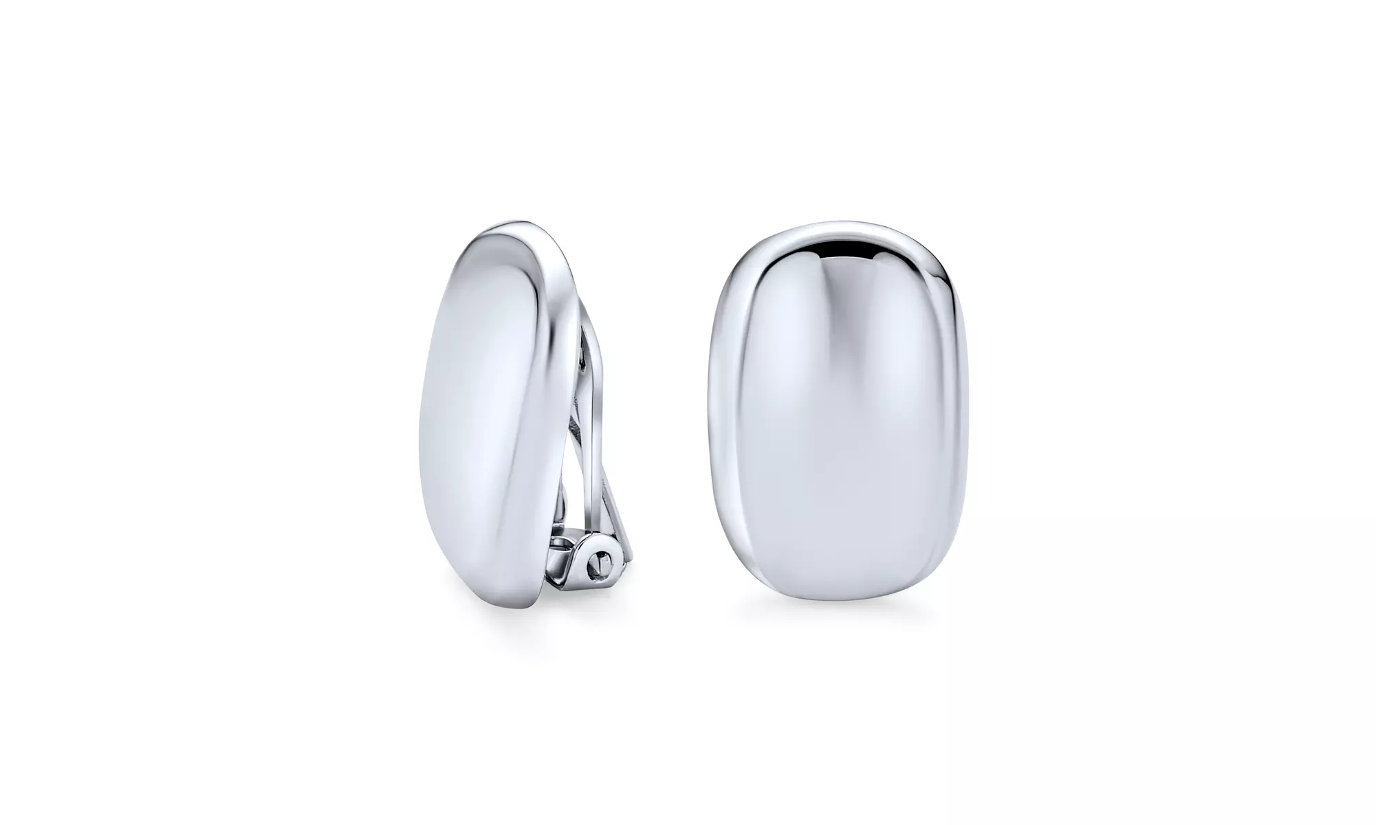 Geometric Rectangular Clip On Earrings Sterling Silver Alloy Clip - Primary Image