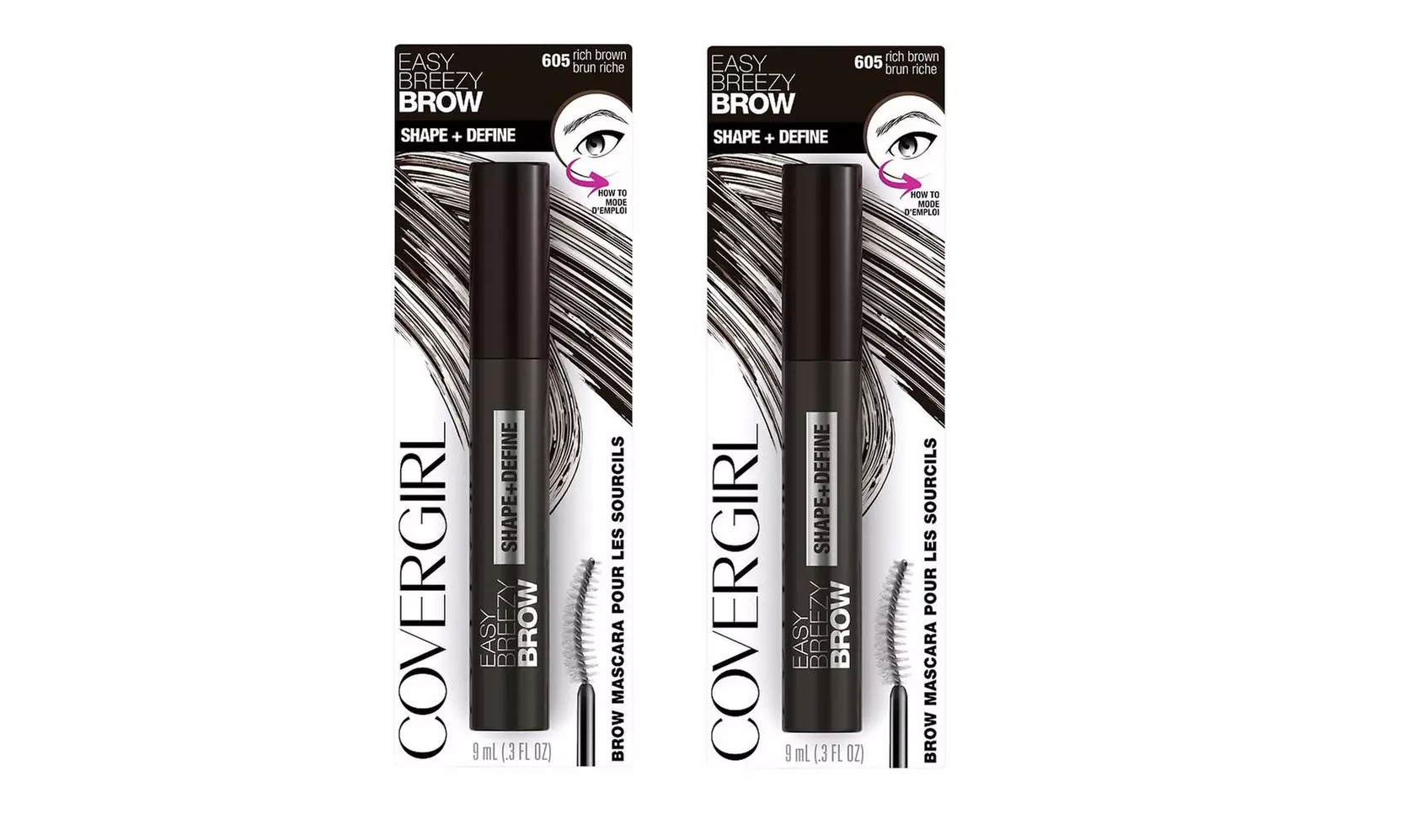2 Pack! CoverGirl Easy Breezy Brow Shape & Define Eyebrow Mascara - Rich Brown - Second Medium