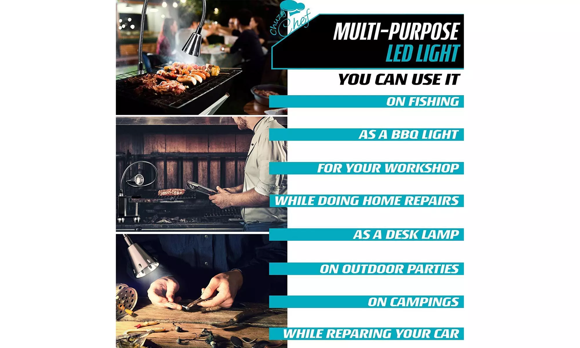 Magnetic BBQ Led Grill Light - 12 Super Bright LED Lights Gooseneck Flexible - Image 6