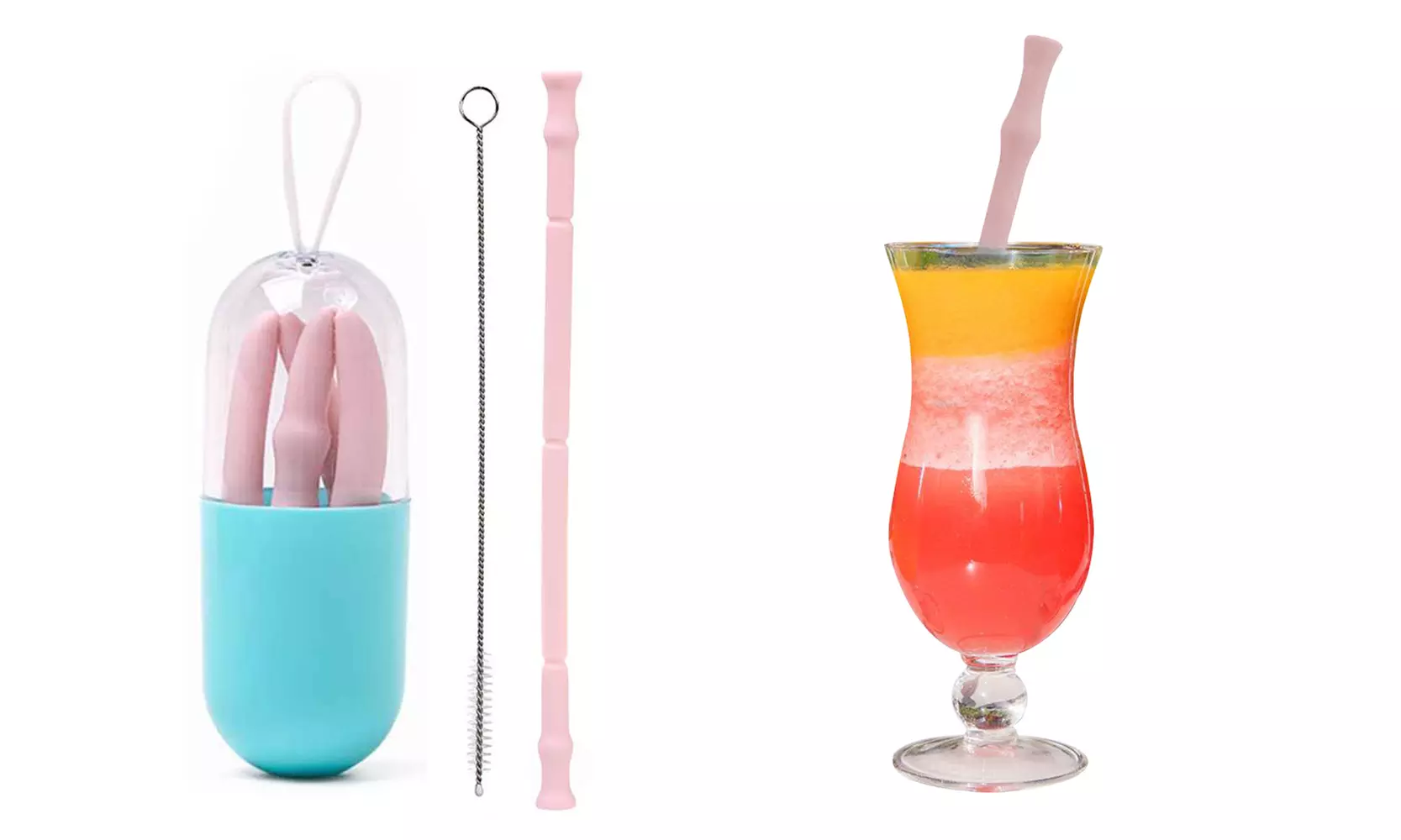 Foldable and Reusable Silicone Drinking Straw with Case - Second Medium