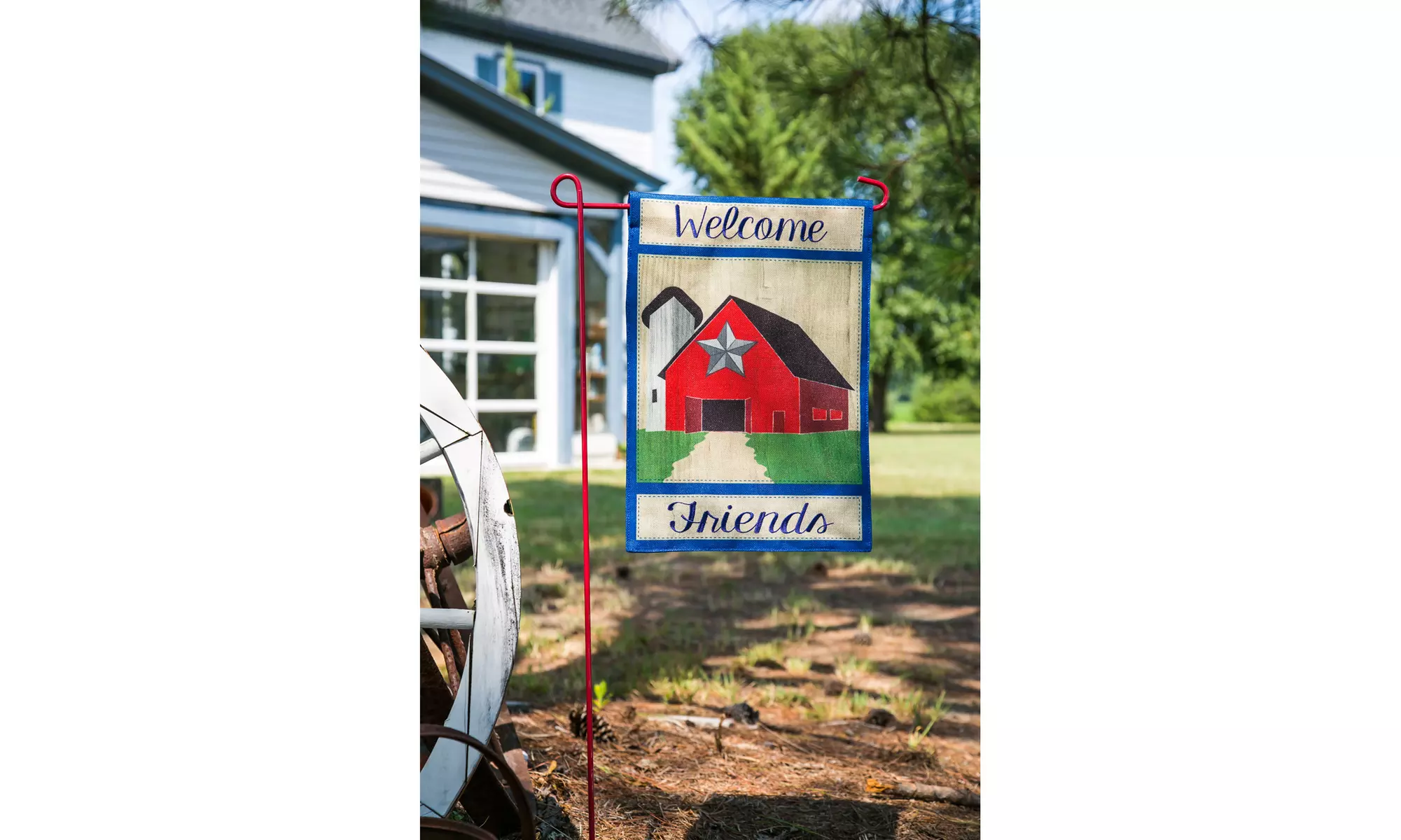 Patriotic Burlap Welcome Garden Flags - Primary Image