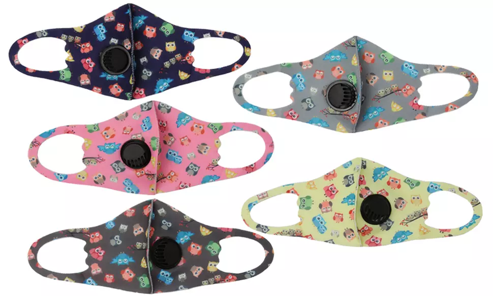 5-Pack Reusable Fun Animation-Themed Kids' Face Masks - Primary Image