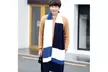 Mens Winter Knit Scarf Color Block Long Striped Scarf Knit Fashion Scarves  - Second Medium