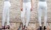 Tummy Tuck Double Button White Skinny Jean