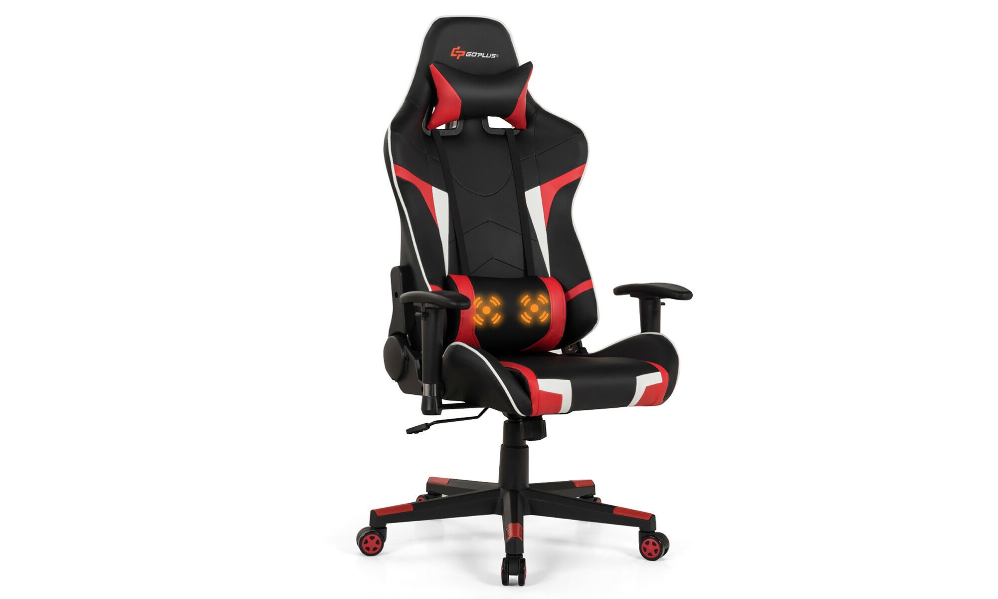 Reclining Massage Gaming Chair with Lumbar Support and Headrest