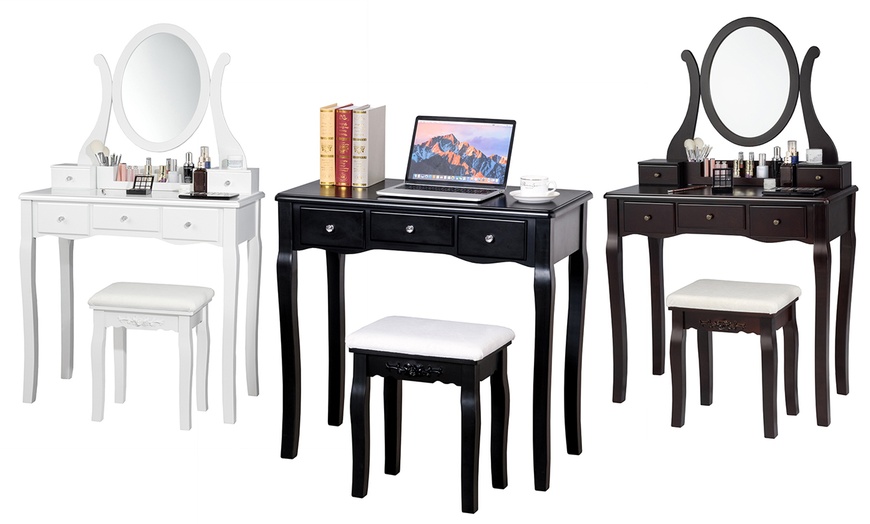 Costway Vanity Set W/ Removable Storage Box Makeup Dressing Table 3 ...