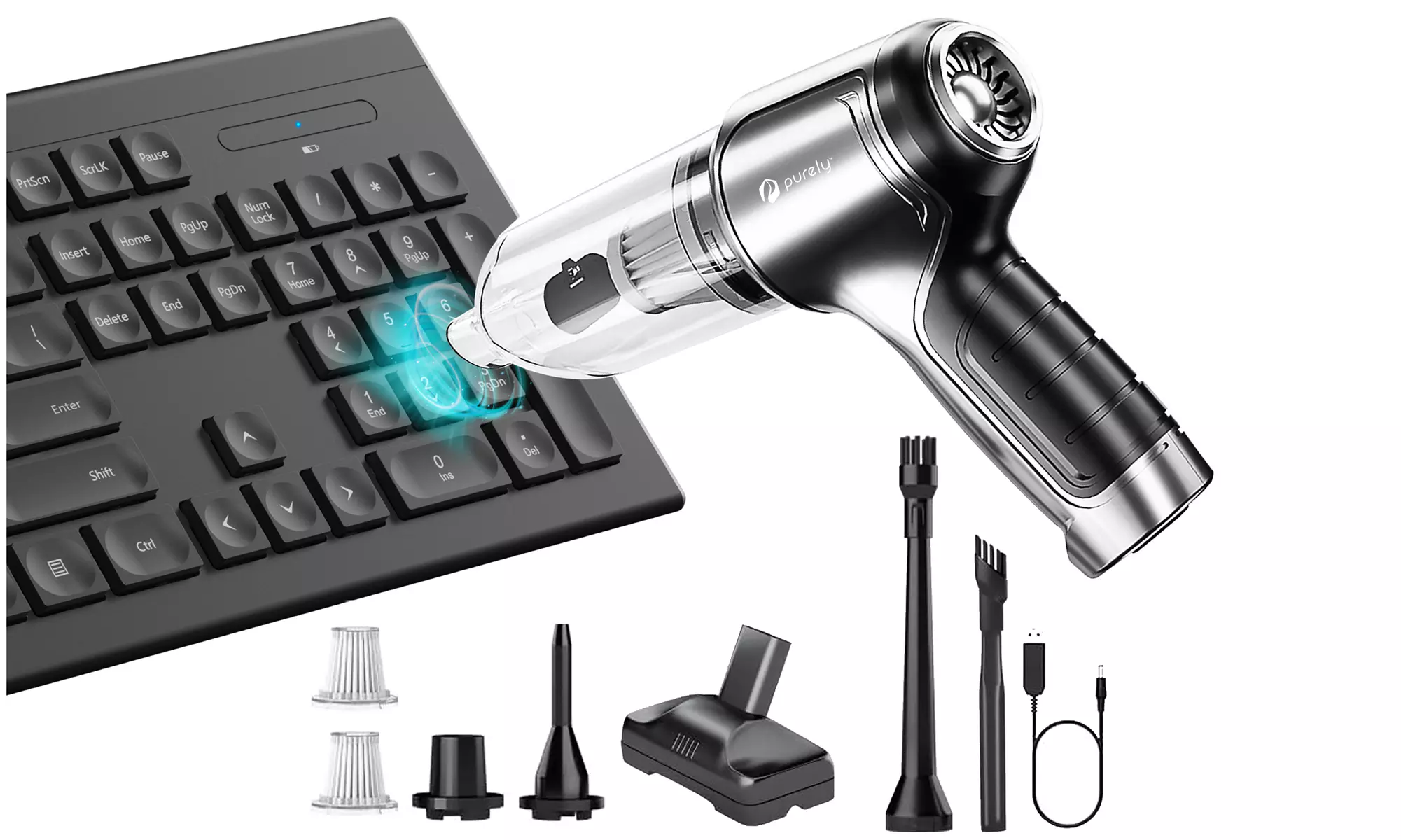 Purely Wireless Small Vacuum Computer Keyboard Vacuum Accessory Cleaner - Primary Image