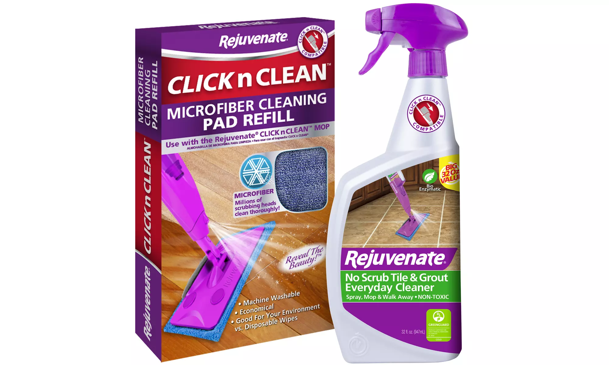 Rejuvenate Tile and Grout Cleaner and CnC Cleaning Pad Refill Pack - Primary Image