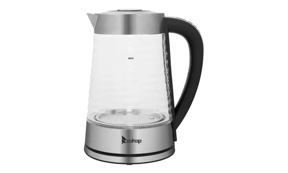 1100W Electric Kettle Stainless Steel Glass Blue Light With Electronic Handle
