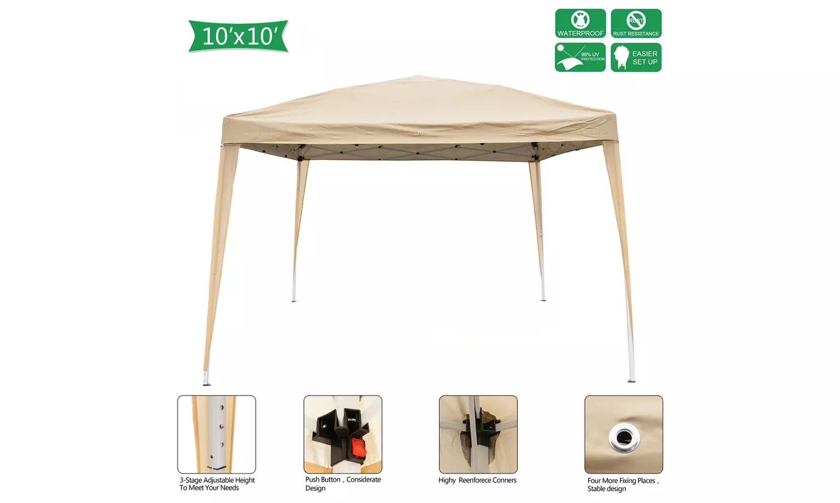 10'x 10'EZ Pop Up Instant Waterproof Gazebo Wedding Canopy Tent W/Bag - Primary Image