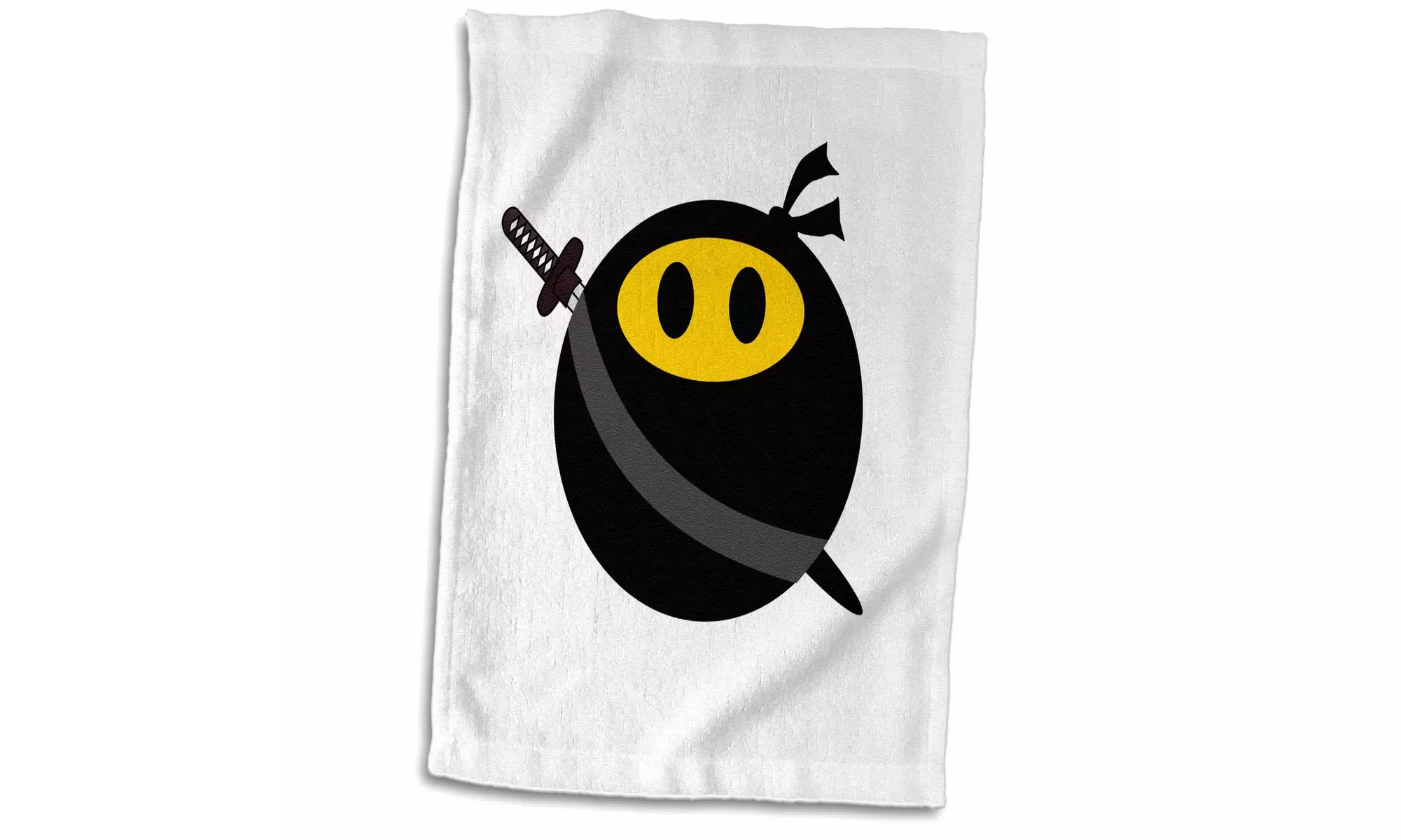  Towel - Ninja smiley face - funny black masked yellow happy face - cute spy - Second Medium