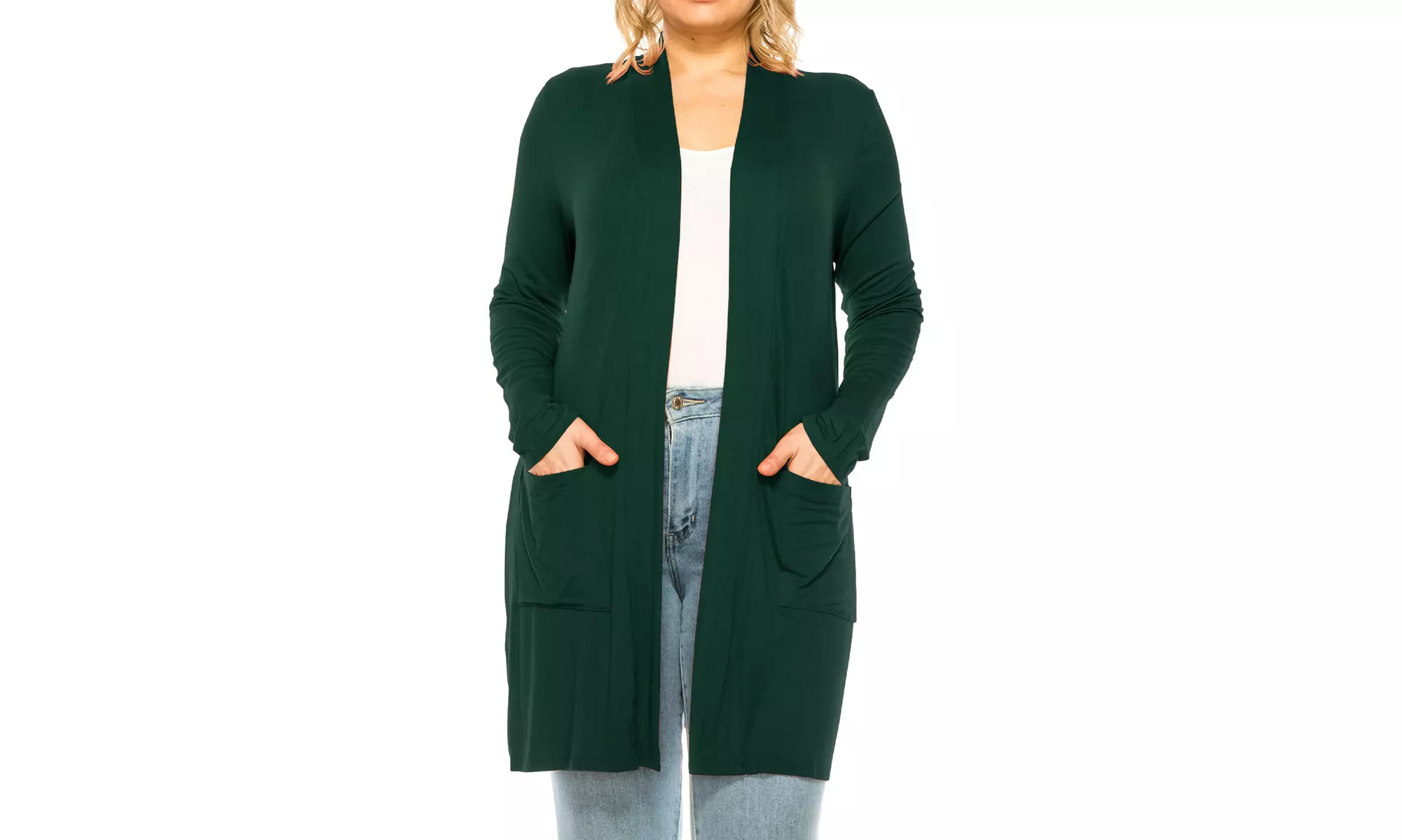 Women's Casual Plus Size Solid Cardigan Made in USA