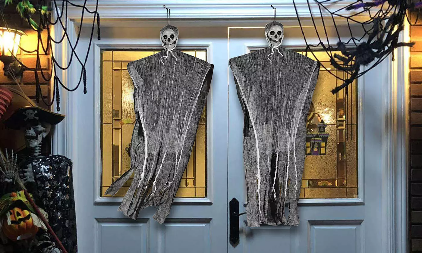 Halloween Outdoor Yard Décor, Hanging Scary Skull Face, Ghost, or Fake Corpse