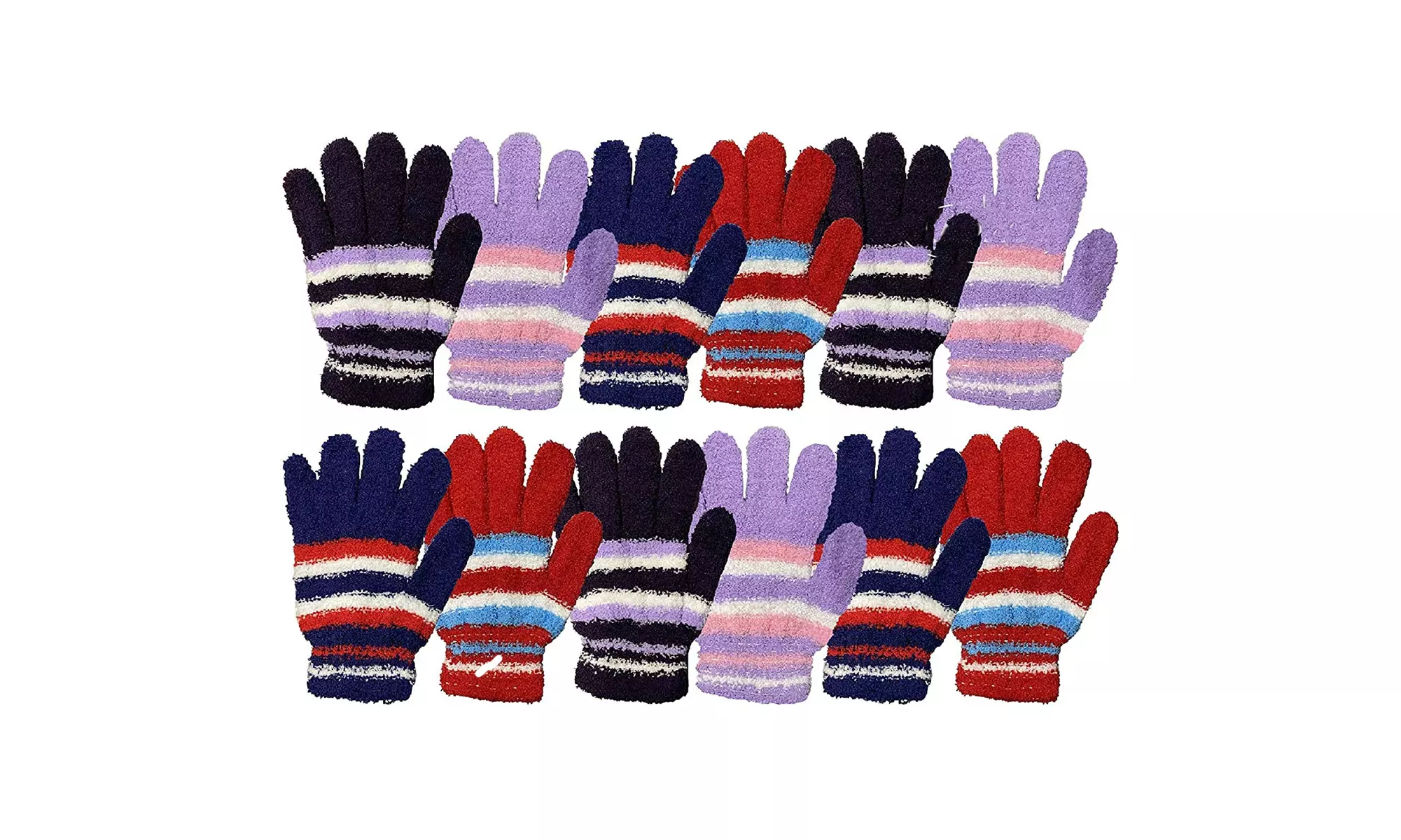 Yatch & Smith 12 Pairs Womens Thermal Winter Glove Knit Stretchy Fuzzy Gloves 