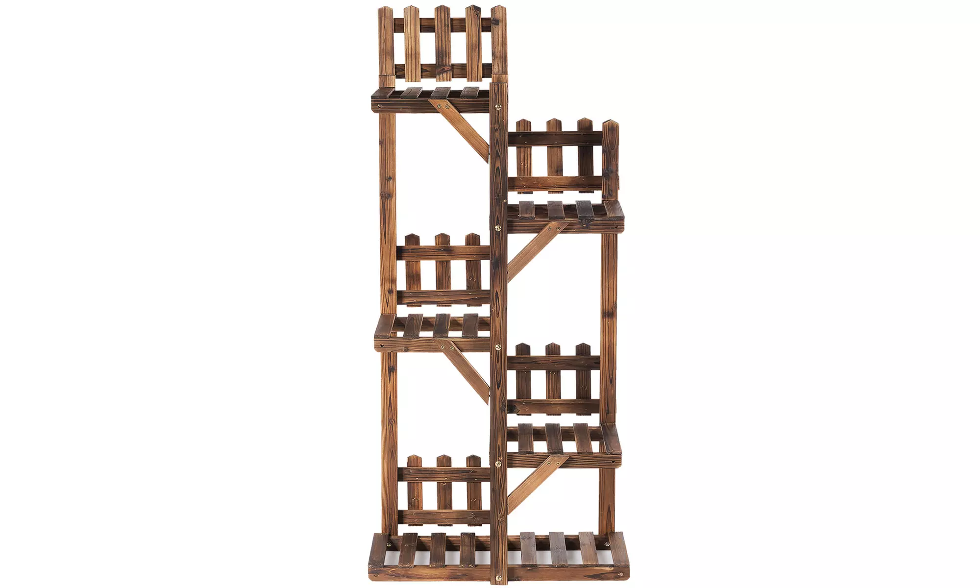 Costway 5-Tier Plant Rack Wood Stand 6 Pots Display Shelf Multifunctional Rack - Second Medium