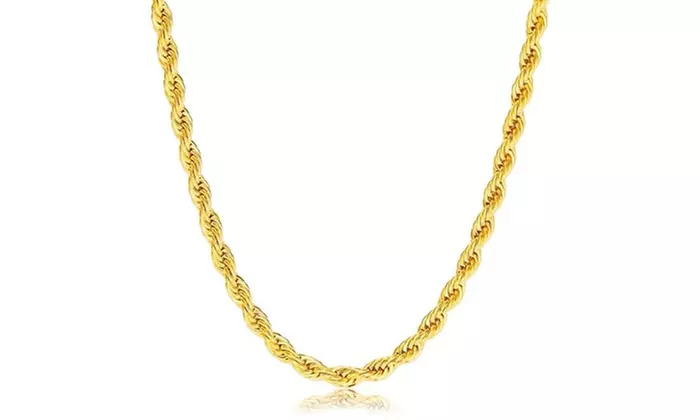 10K Gold 4MM Diamond-Cut Rope Chain Necklace - Primary Image
