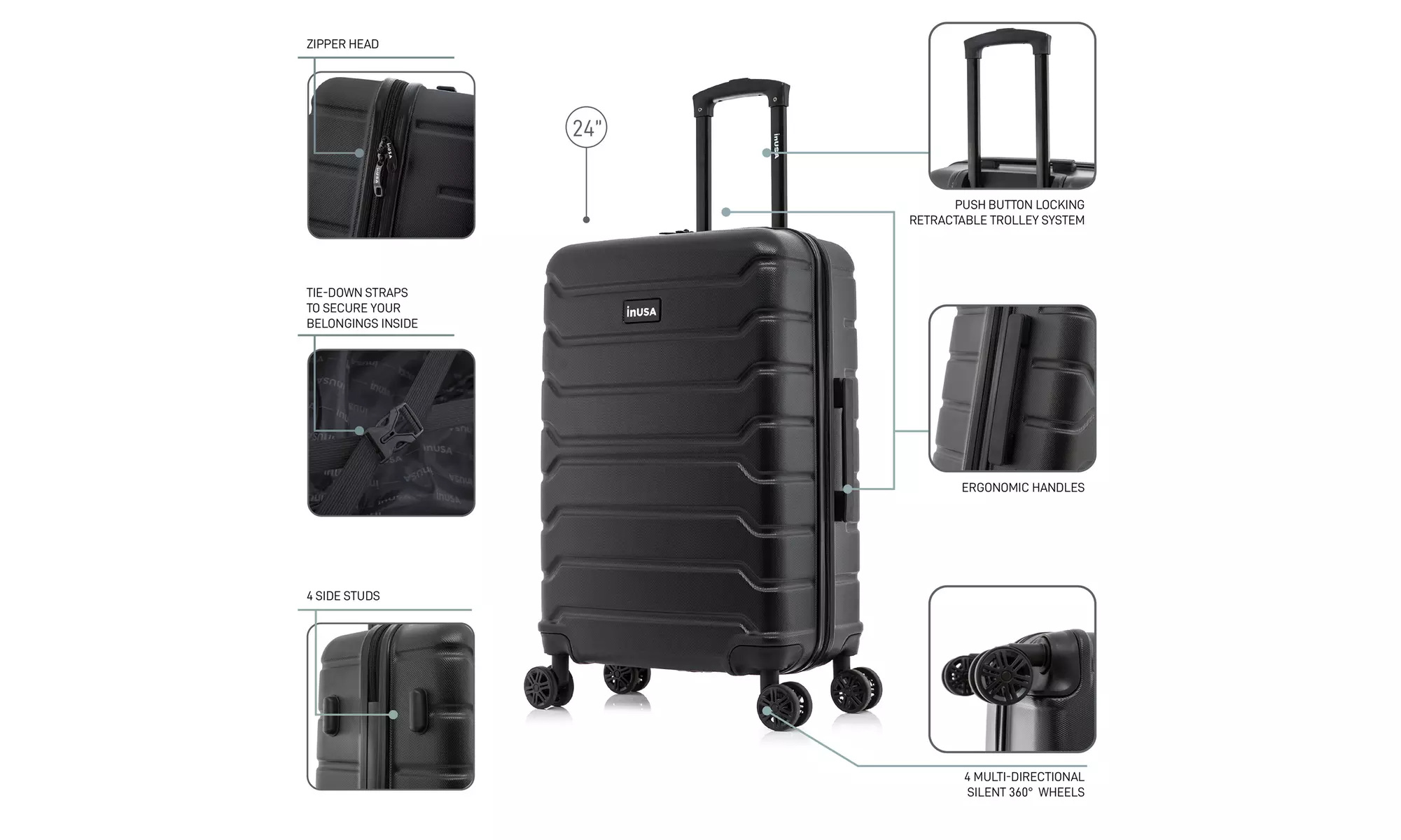 InUSA Trend lightweight hardside spinner luggage 20'', 24", 28" 
