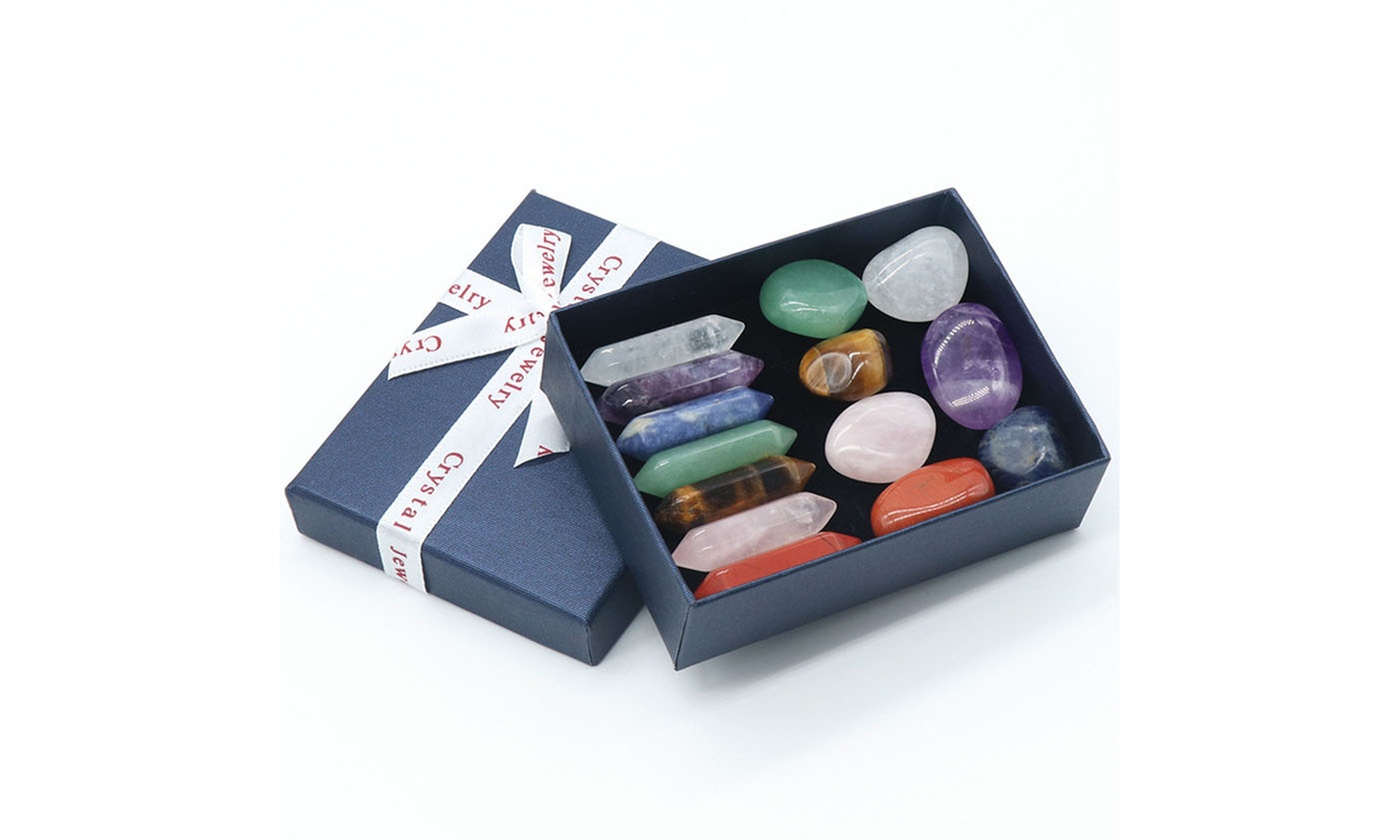 14 Pcs Set Chakra Crystals and Healing Stones Gemstones Rocks with Gift Box