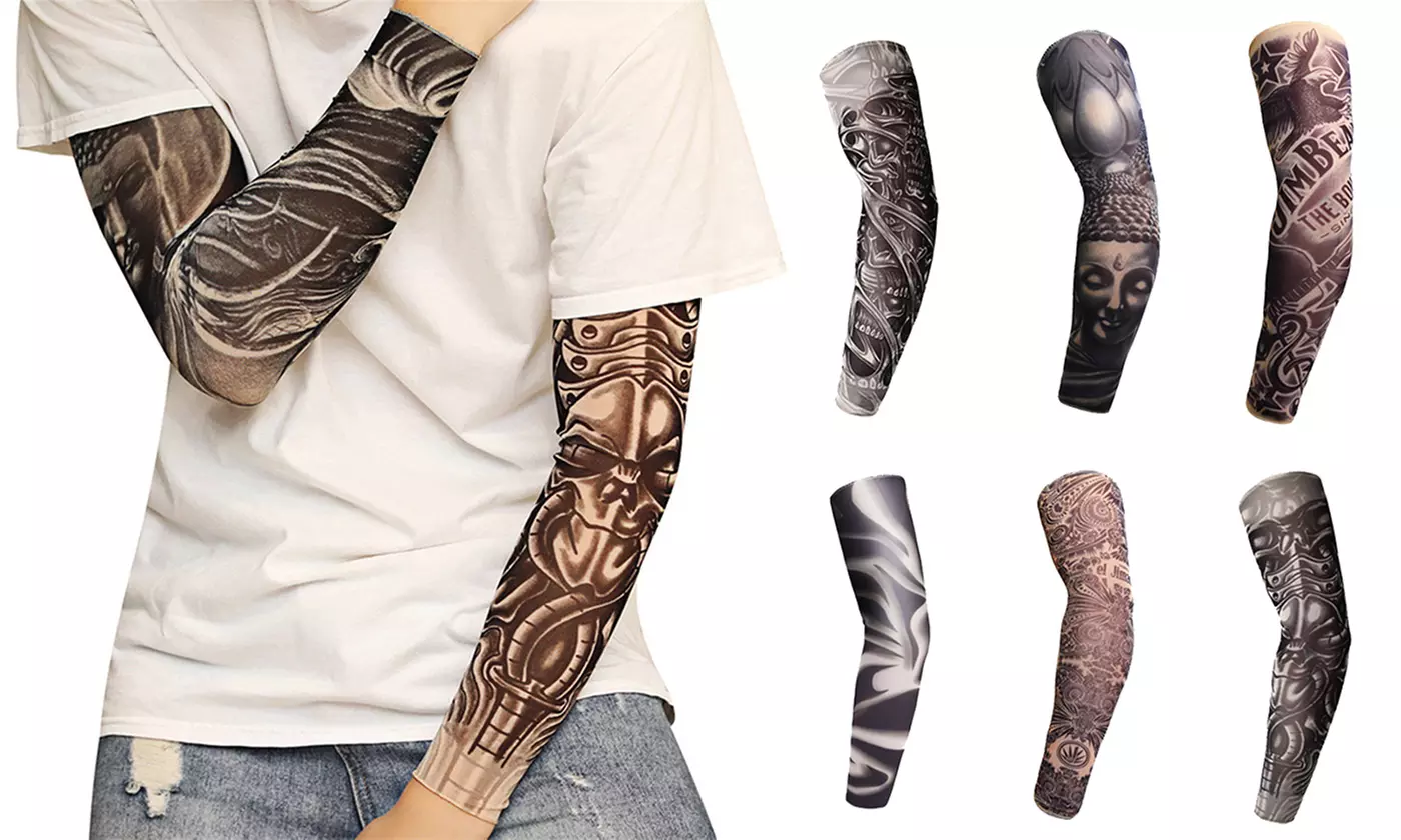 1-2 Pack Cooling Arm Sleeves Tattoo Sleeve Cover Sunscreen Sun Protection - Primary Image