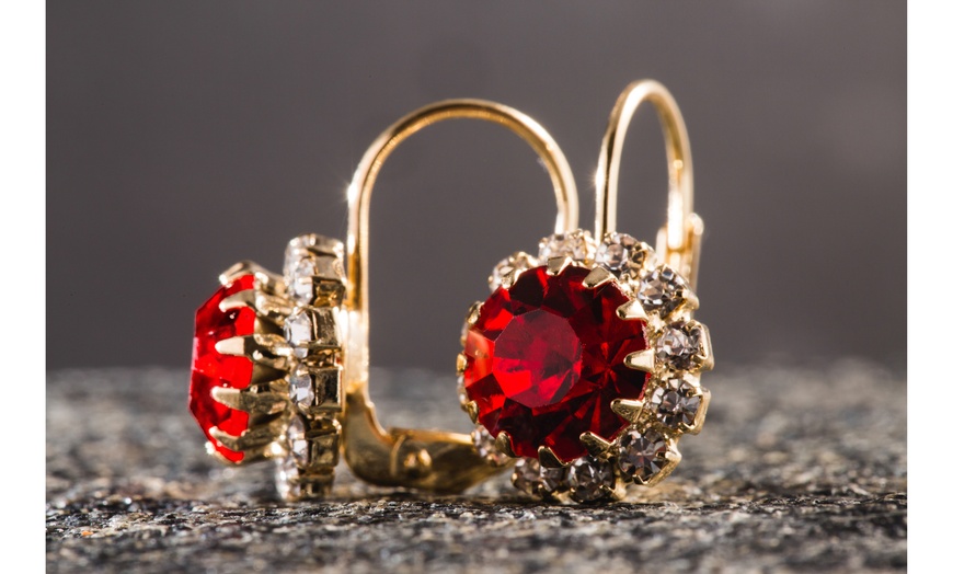 gold plated ruby earrings