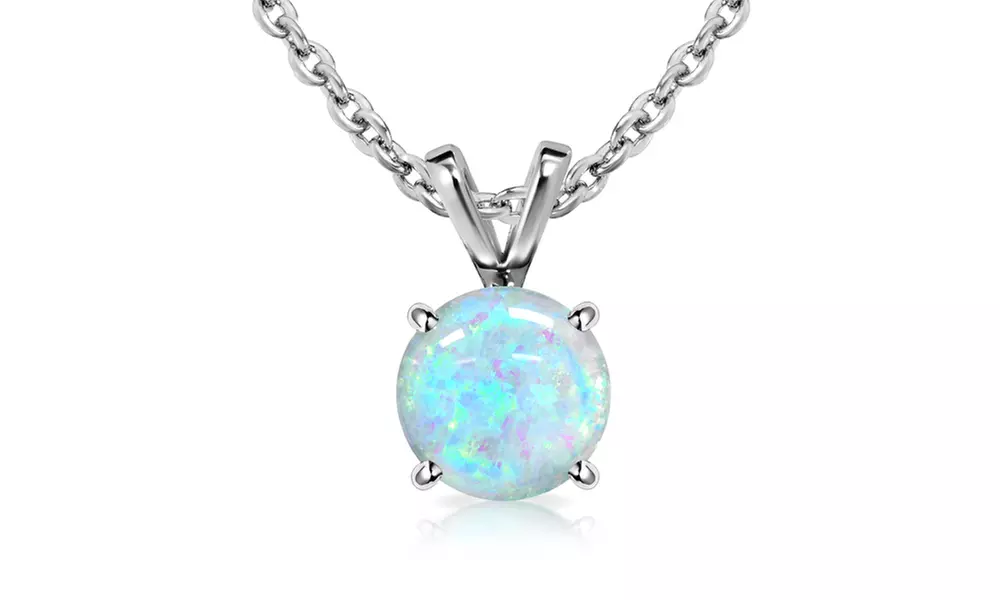 Sterling Silver Round-cut Gemstone Birthstone Necklaces With a Gift Box