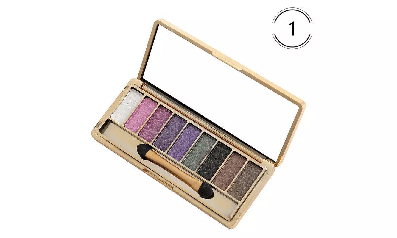 9 Colors Glitter Eyeshadow Eye Shadow Palette & Makeup Cosmetic Brush Set
