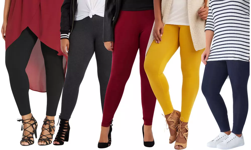 Women's Plus Size Skinny Fit Cotton Full Length Leggings - Primary Image