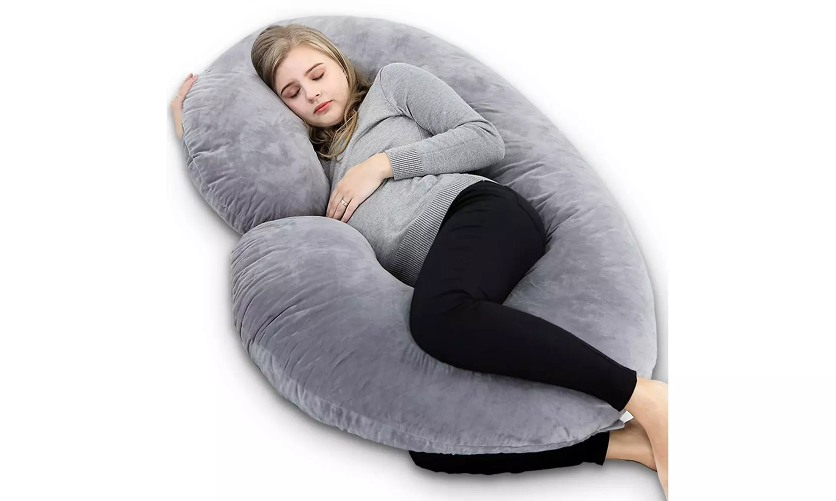 Pregnancy Body Pillow with Velour Cover,C Shaped Full Body Pillow - Primary Image