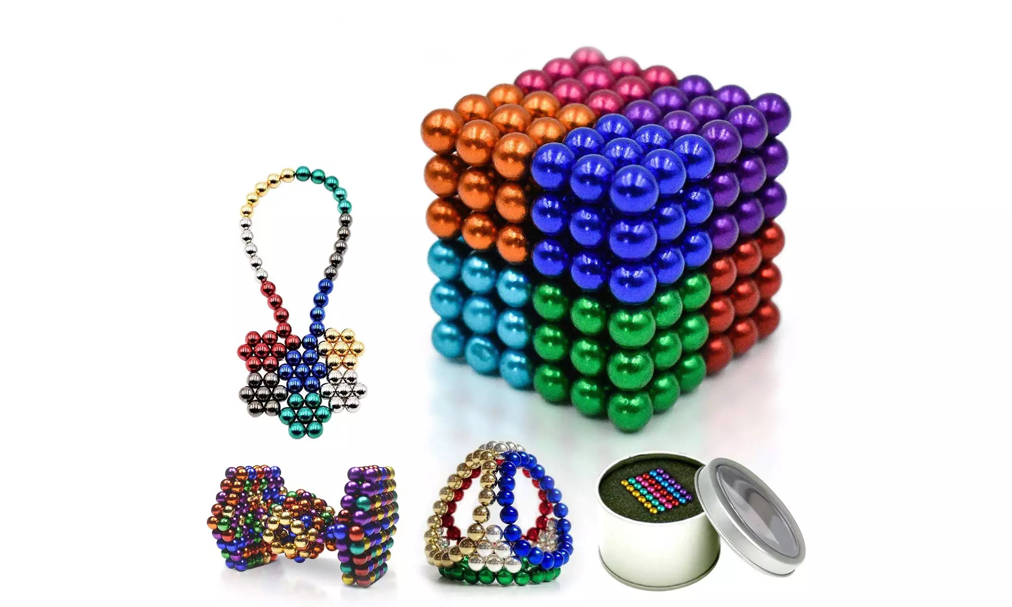 Buildable Magnets (5mm) 216 Set for Sculpture Stress Relief Desk Toy - Primary Image