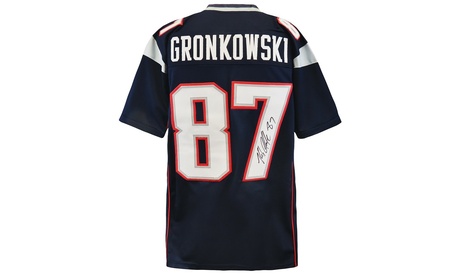 Rob Gronkowski Signed Navy Custom Football Jersey - (Schwartz COA)