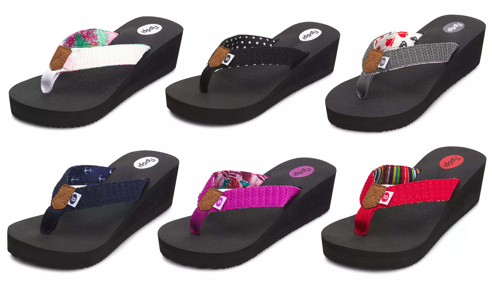 Floopi Women's Thong Flip Flop Wedge Sandals