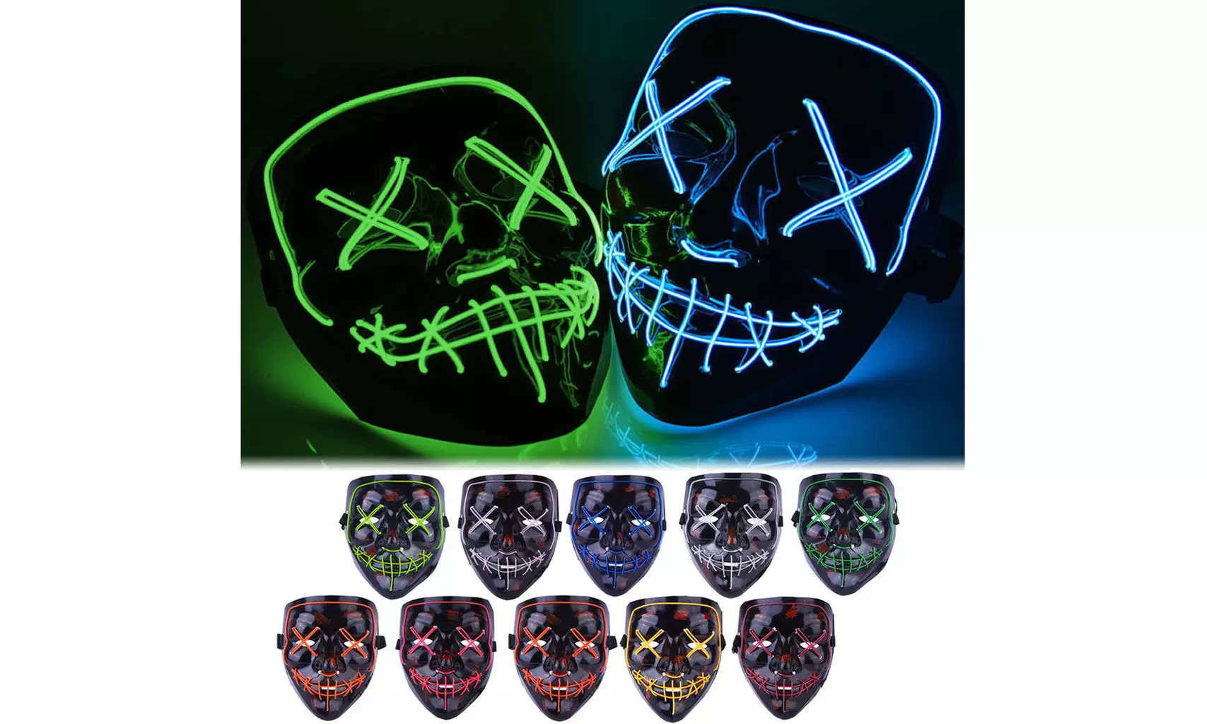 Halloween LED Glow Mask EL Wire Light Up The Purge Movie Rave Dance Party - Primary Image