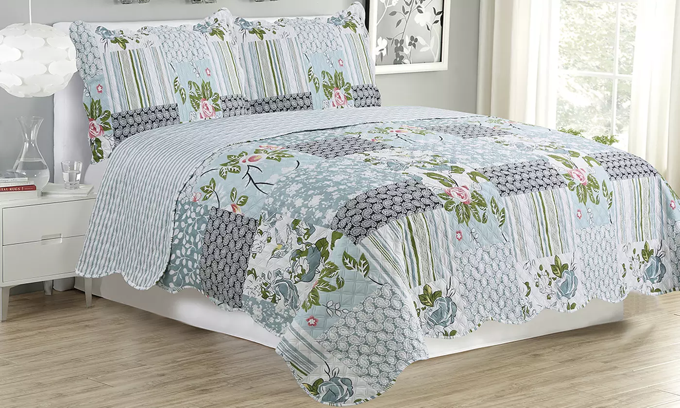 Kim and Mel - 3 Piece Quilted Bedspread Set - Assorted - Second Medium