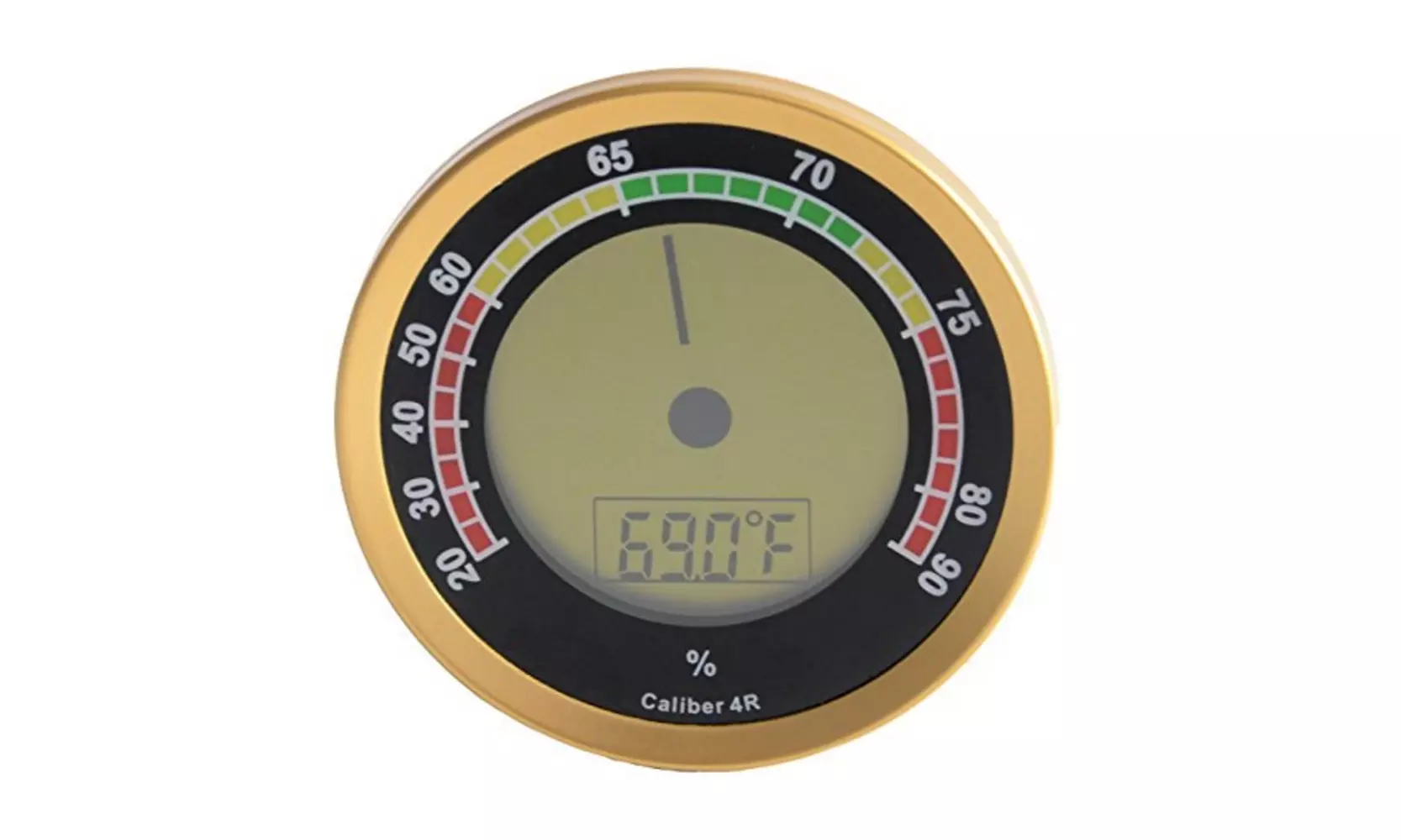 Western Humidor Caliber 4R Hygrometer and Thermometer Humidity Reader (Gold) - Primary Image