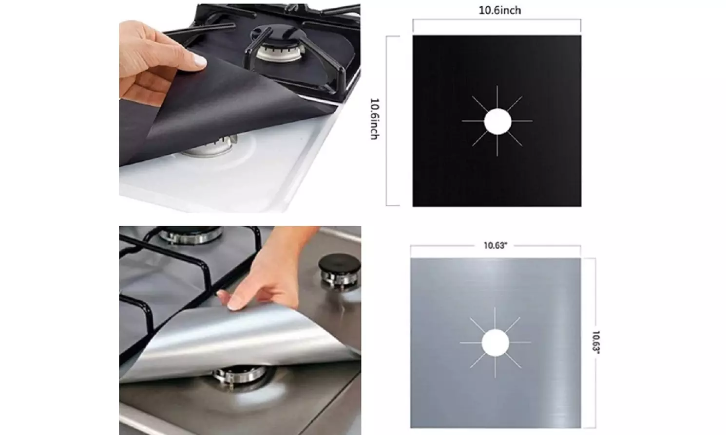 4 Pcs Gas Range Stove Top Burner Protector Reusable Liner Clean Non-stick Cover - Primary Image