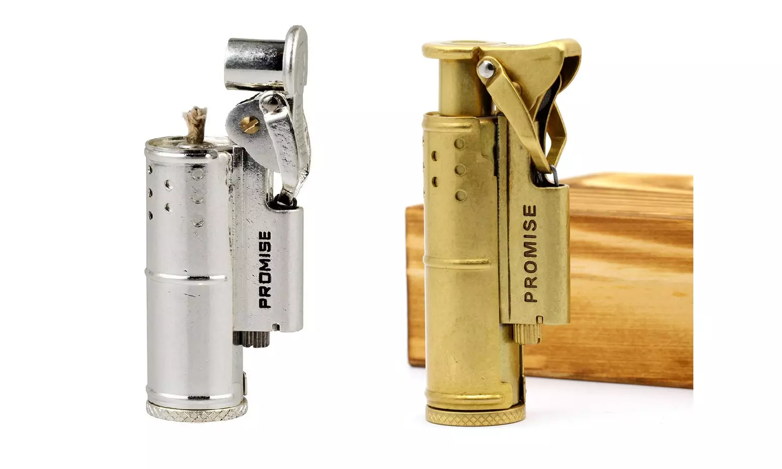 Promise Vintage Flint Wheel Oil Petrol Metal Cigarette Lighter Best Gift Set - Primary Image