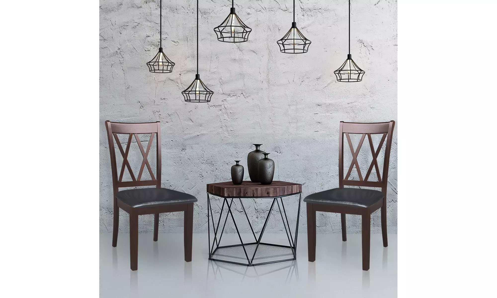 Set of 2 Dining Side Chairs Fabric Upholstered Seat Armless High Back Furniture