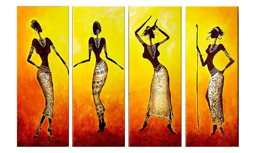 Handpainted Painting - African Folk Dance Art Painting 293 - 48x36in ...