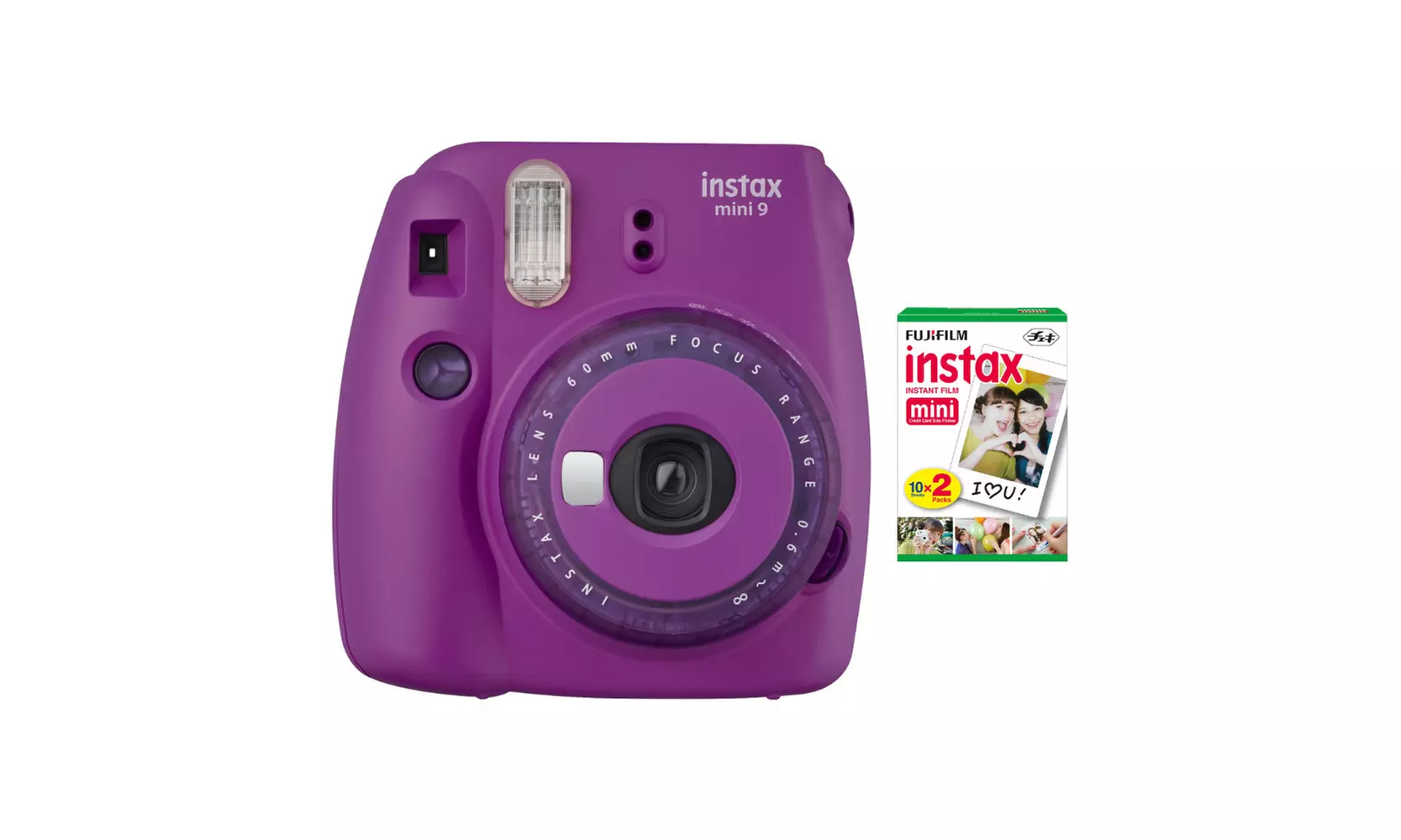 Fujifilm instax Mini 9 Instant Camera (Purple) with instax Film Twin Pack - Primary Image