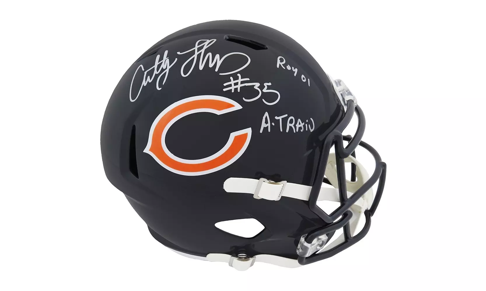 Anthony Thomas Signed Bears Riddell F/S Speed Replica Helmet w/A-Train, ROY'01 - Primary Image