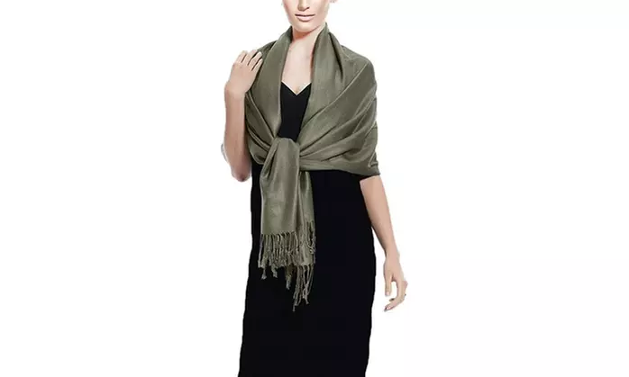 Soft Silky Rayon Pashmina Shawl Wrap Scarf in Solid Color - Primary Image