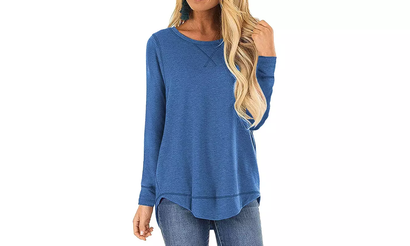 Women's Long Sleeve Tee S-3X  Loose Fit Cross Stitch by Haute Edition 
