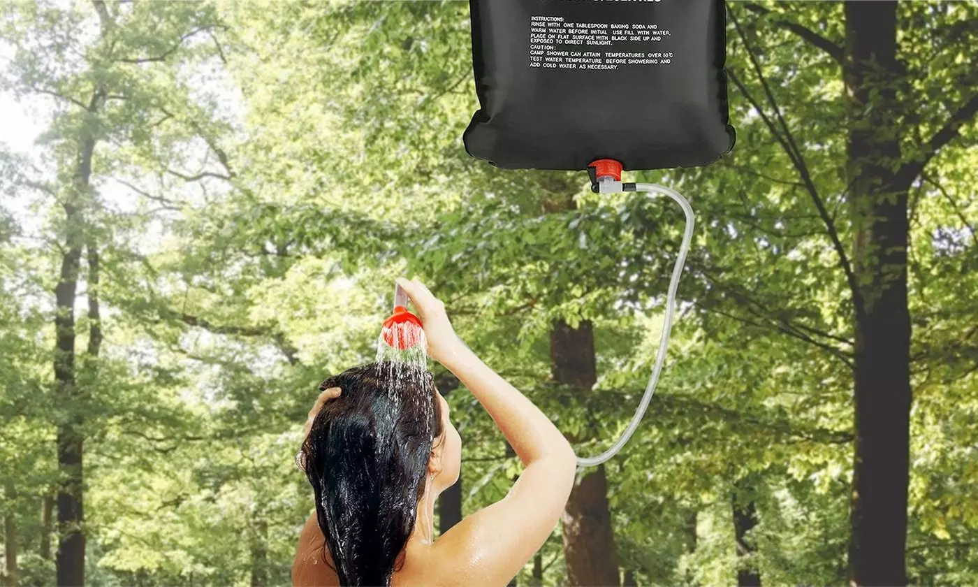 LakeForest 5-Gallon Solar Camping Shower Bag with Hose and Shower Head